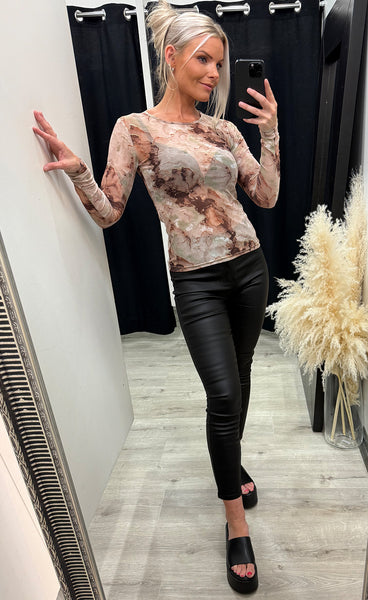 LIBERTÉ mesh t-shirt - brown gold marble