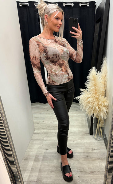 LIBERTÉ mesh t-shirt - brown gold marble