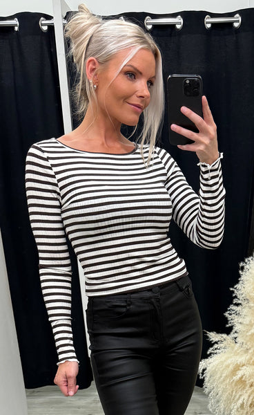 Cella longsleeve - coffee bean/white