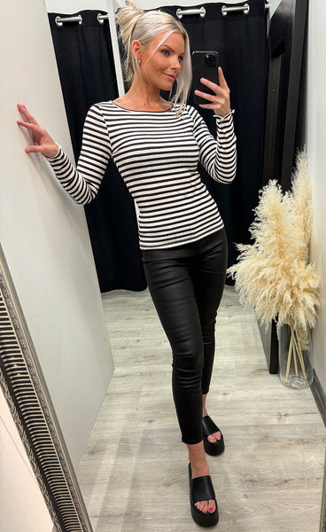 Cella longsleeve - coffee bean/white