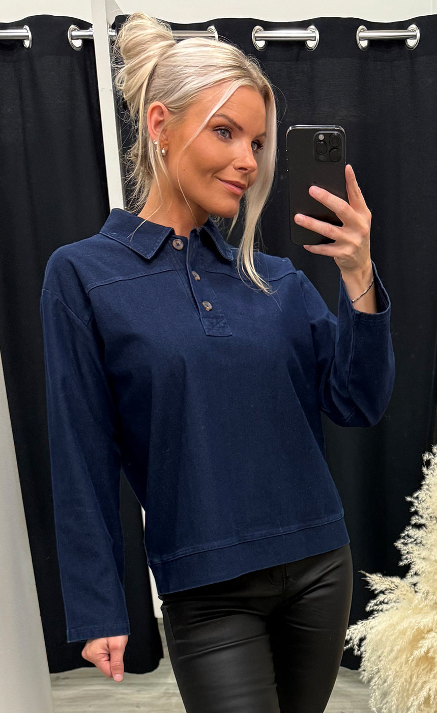 Kate denim blouse - dark blue denim