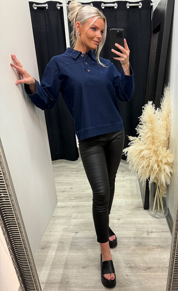 Kate denim blouse - dark blue denim