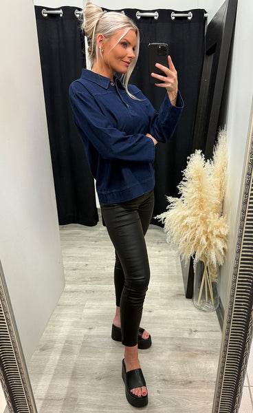 Kate denim blouse - dark blue denim