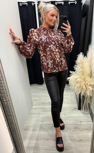 Elza blouse - bordeaux flower