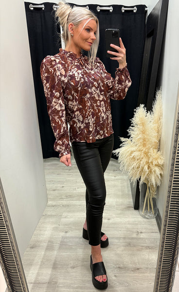 Elza blouse - bordeaux flower