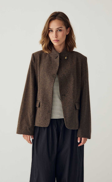 N-Monique wool blazer - tobacco melange