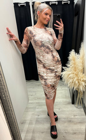 LIBERTÉ mesh dress - brown gold marble
