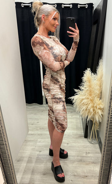 LIBERTÉ mesh dress - brown gold marble