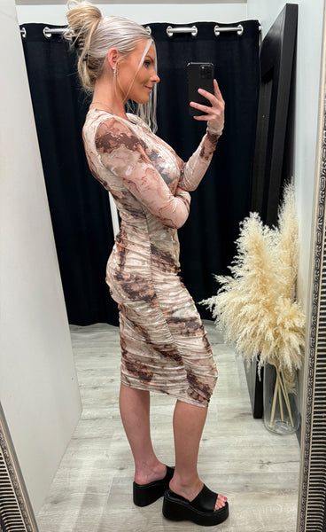 LIBERTÉ mesh dress - brown gold marble