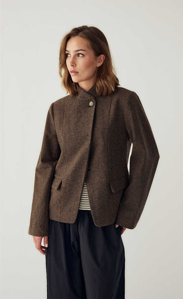 N-Monique wool blazer - tobacco melange