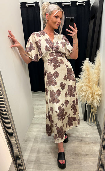 Gisela dress - bordeaux flowers