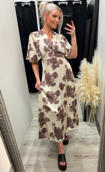 Gisela dress - bordeaux flowers