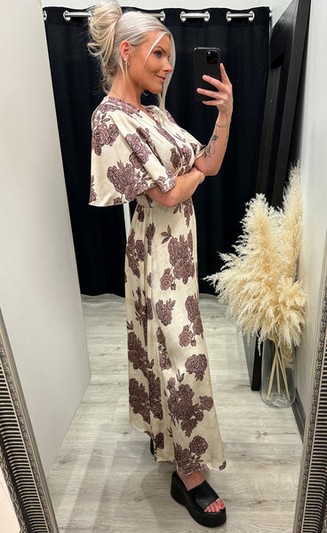 Gisela dress - bordeaux flowers