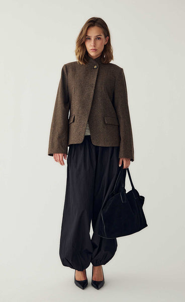 N-Monique wool blazer - tobacco melange