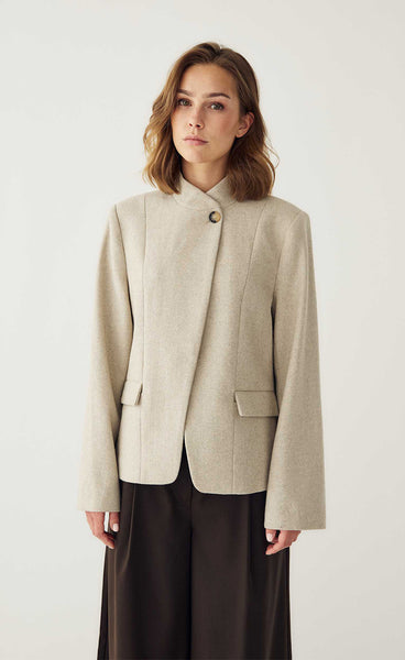 N-Monique wool blazer - oatmeal melange