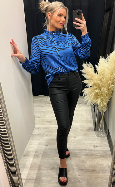 Asta graphic blouse - blue/black
