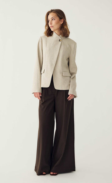 N-Monique wool blazer - oatmeal melange