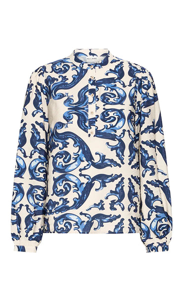 Carrie blouse - off white/blue