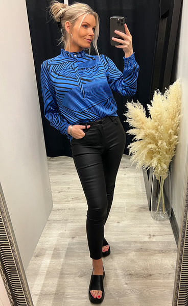 Asta graphic blouse - blue/black