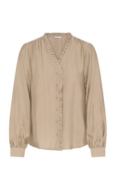Kaia frill shirt - roasted cashew