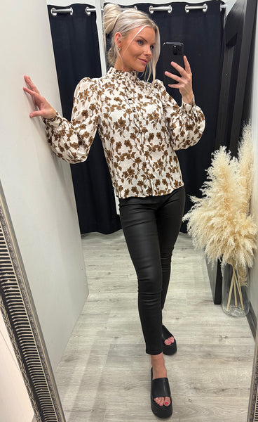 Virsa shirt - cognac flower