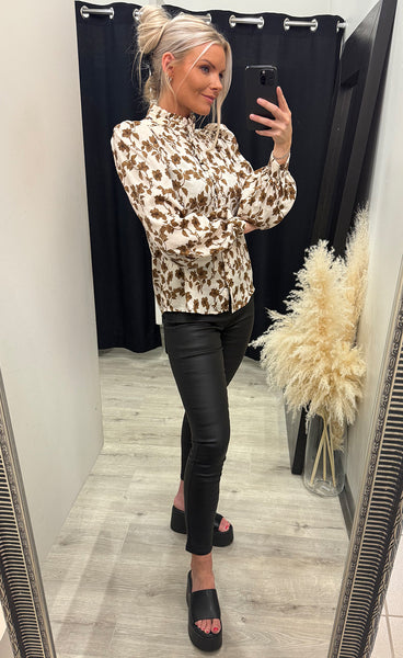 Virsa shirt - cognac flower