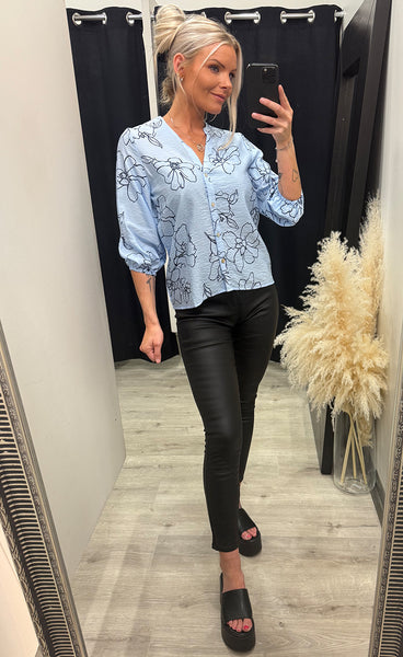 Viaba blouse - light blue/navy