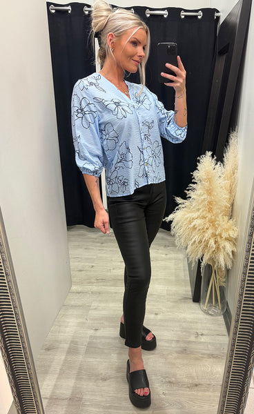 Viaba blouse - light blue/navy