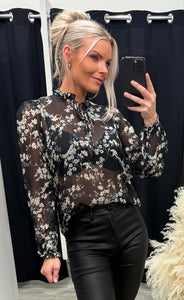 Elza blouse - black/flower