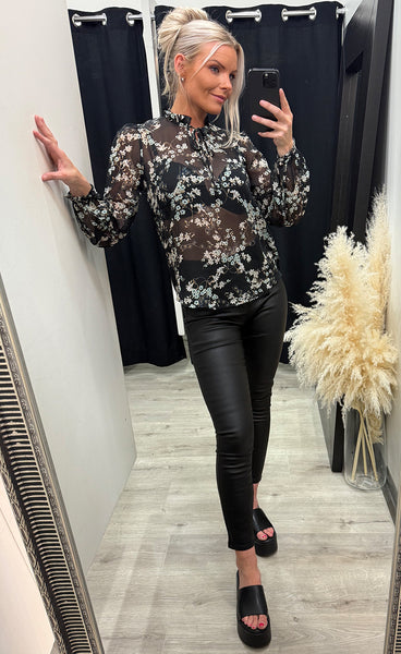 Elza blouse - black/flower