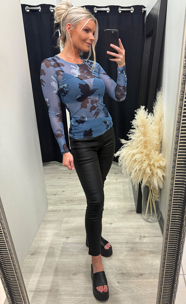 Vinni mesh top - blue/flower