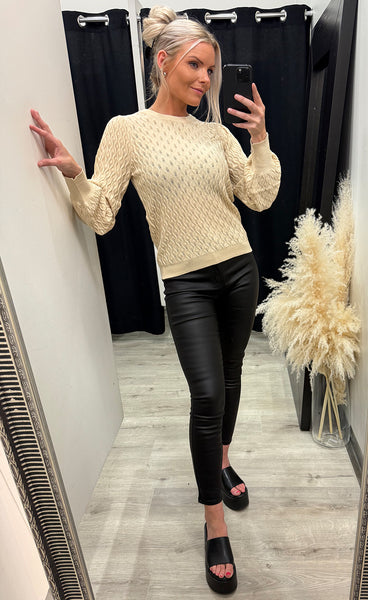Rosalia puff sleeve knit - sand