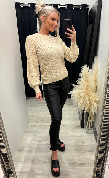 Rosalia puff sleeve knit - sand