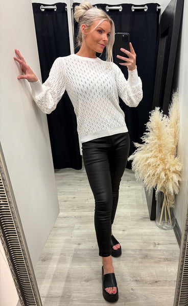 Rosalia puff sleeve knit - cloud dancer