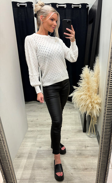 Rosalia puff sleeve knit - cloud dancer