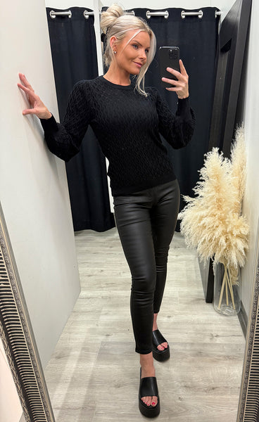 Rosalia puff sleeve knit - black