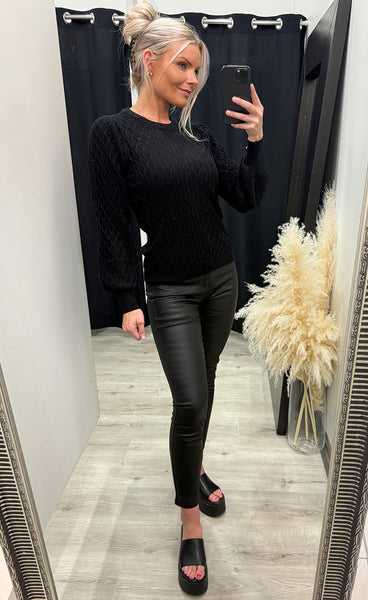 Rosalia puff sleeve knit - black