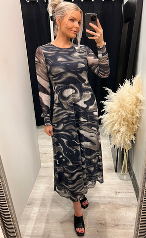 Mynte dress - black brown print