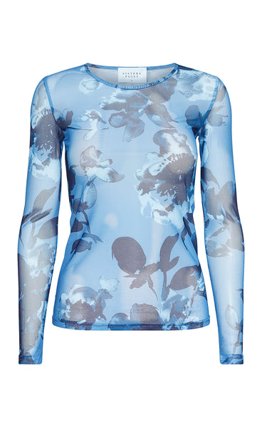 Vinni mesh top - blue/flower