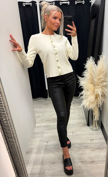 Sara short cardigan - cloud dancer melange