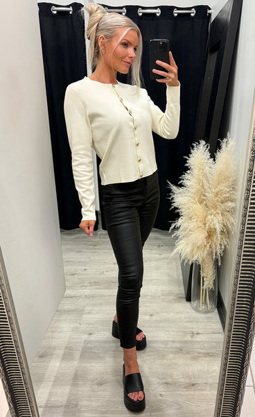 Sara short cardigan - cloud dancer melange