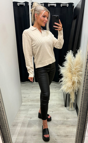 Steffi polo pullover - cloud dancer melange