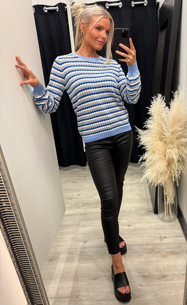 Caia pullover 3 - della robbia blue stripe