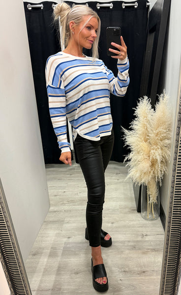 Melani pullover 17 - della robbia blue stripe