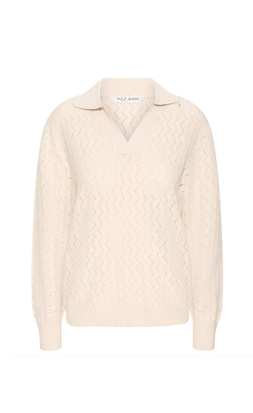 Steffi polo pullover - cloud dancer melange