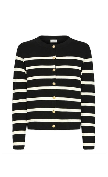 Sara short cardigan - black/off white stripe