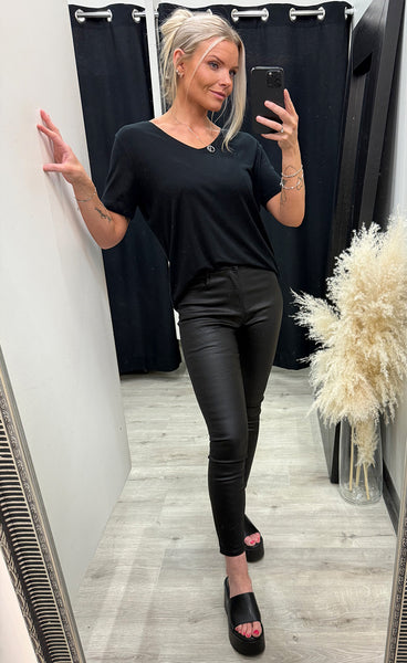 Mona lyocell v ss top - black