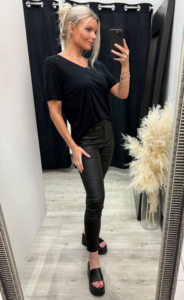 Mona lyocell v ss top - black