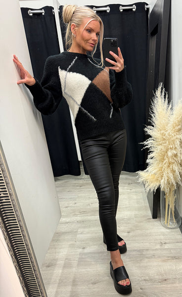 NÜ Eva blouse knit - black mix