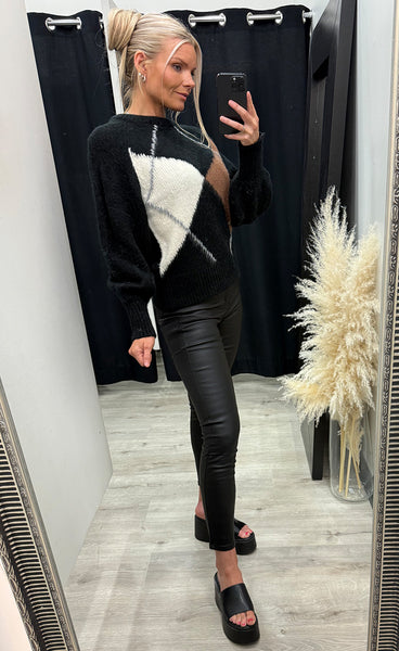 NÜ Eva blouse knit - black mix